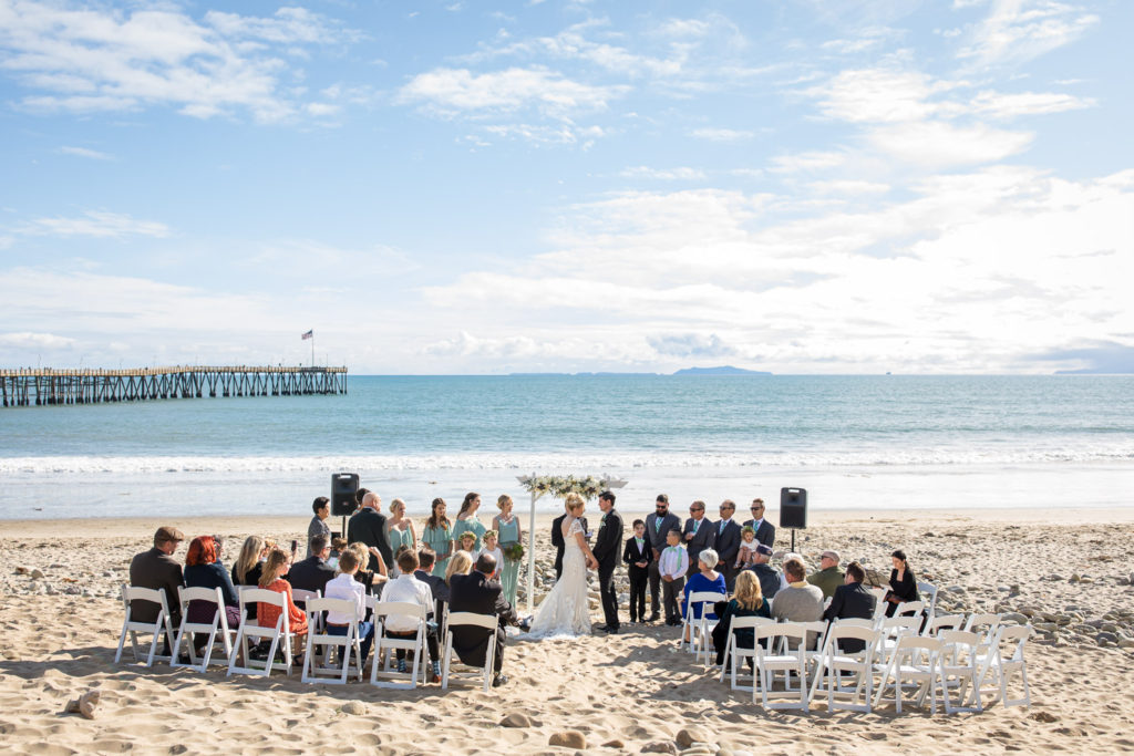 wedding on the beach at crowne plaza ventura