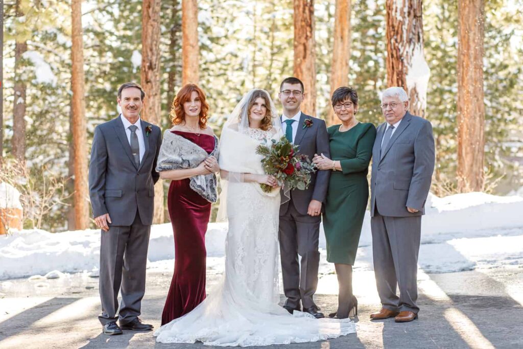 family portrait lake tahoe wedding