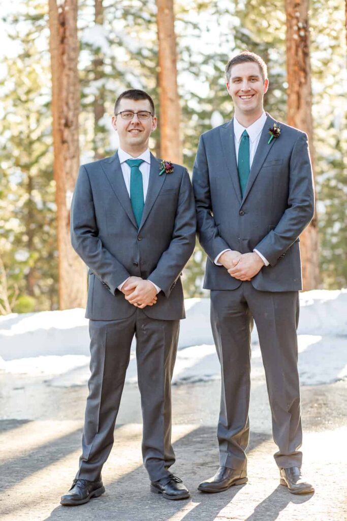 groom and groomsmen portrait lake tahoe wedding