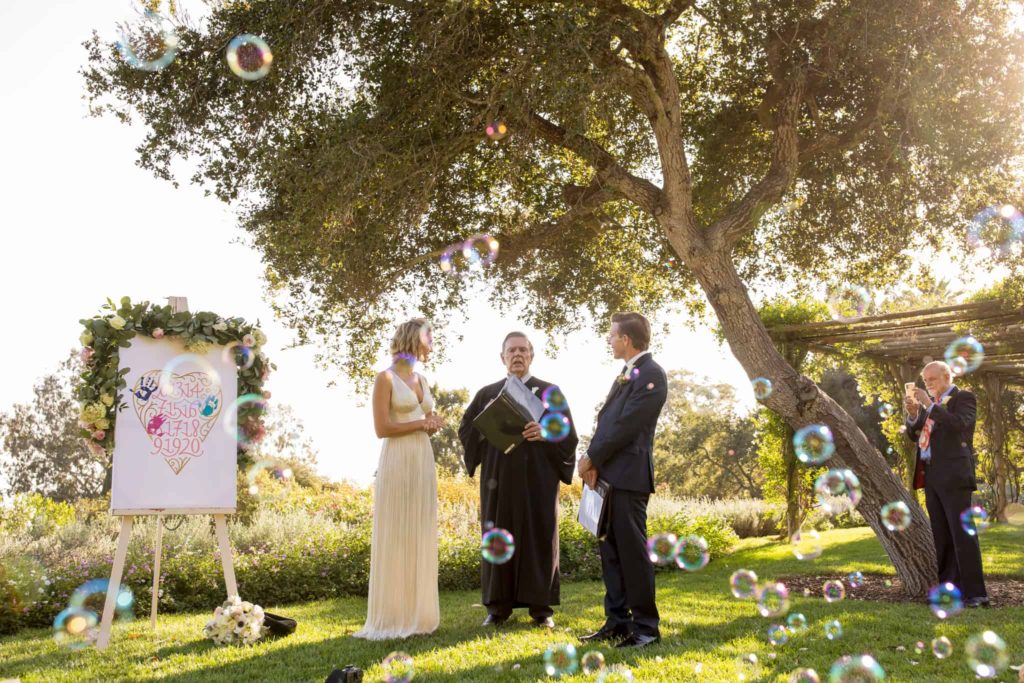 wedding ceremony with bubbles san ysidro ranch montecito