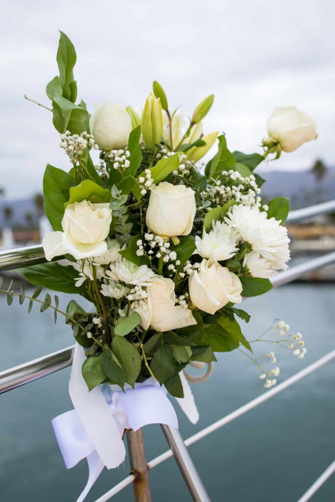 floral display Santa Barbara Yacht Wedding