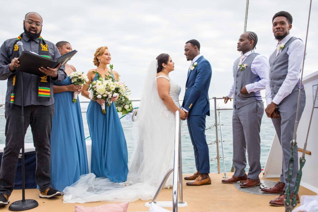 ceremony at sea Santa Barbara Yacht Wedding