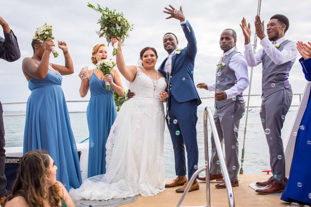 just married Santa Barbara Yacht Wedding