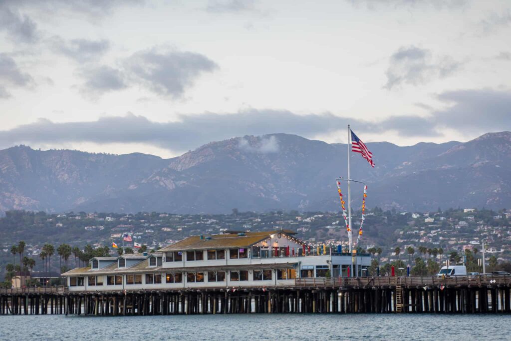 Santa Barbara pier after sunset Wedding