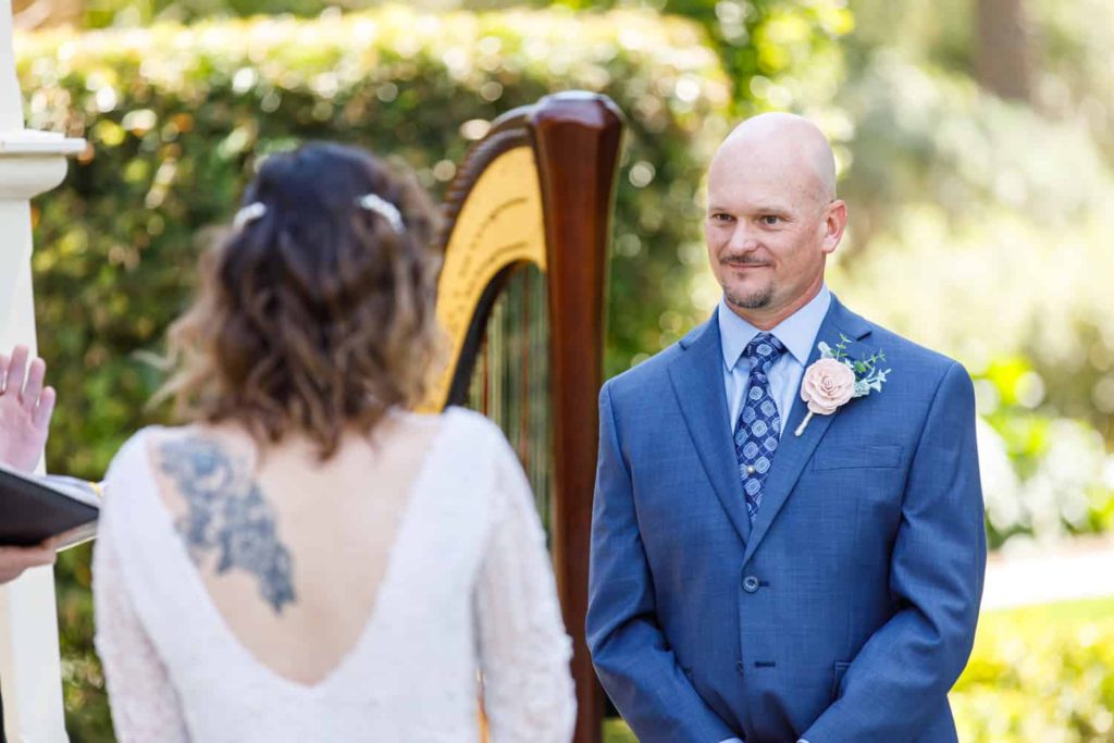 groom during the ceremony at camarillo ranch