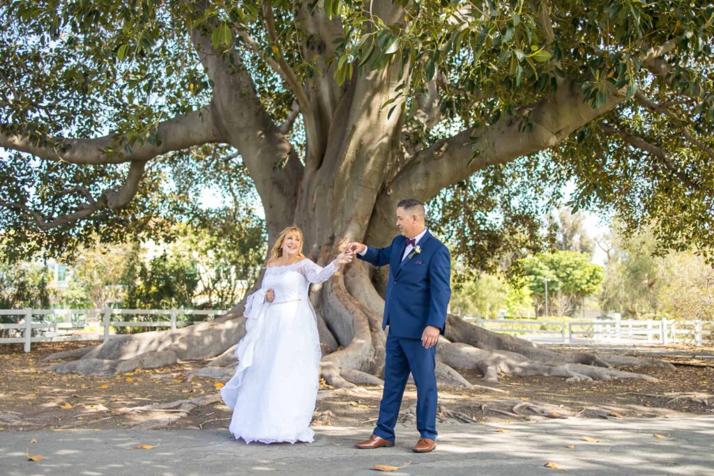 groom twirling bride at camarillo ranch