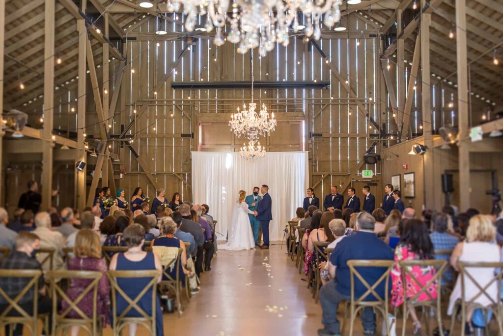 wedding ceremony in camarillo ranch barn