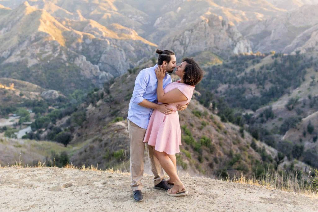 couple about to kiss at malibu creek state park