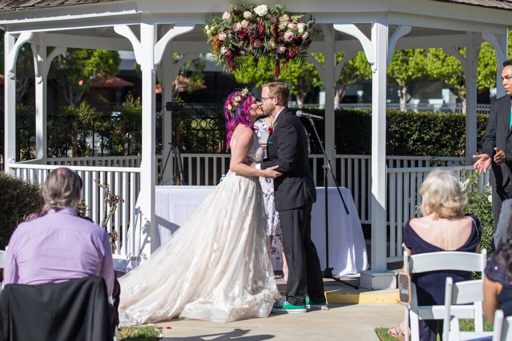 first kiss at a wedding ceremony