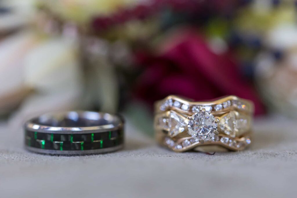 closeup of wedding rings