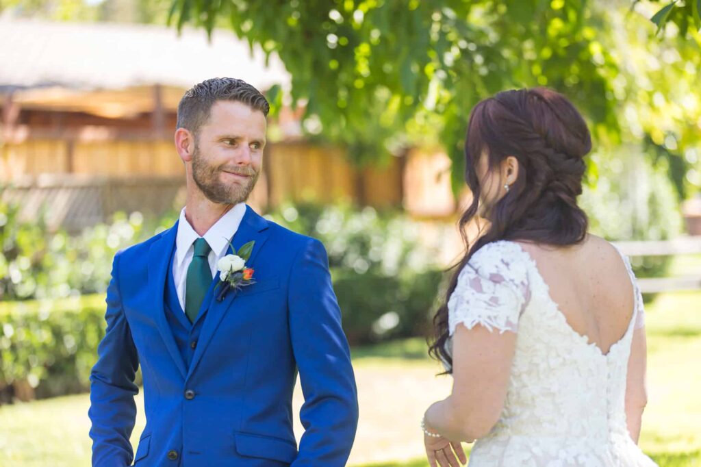 groom seeing bride during their first look