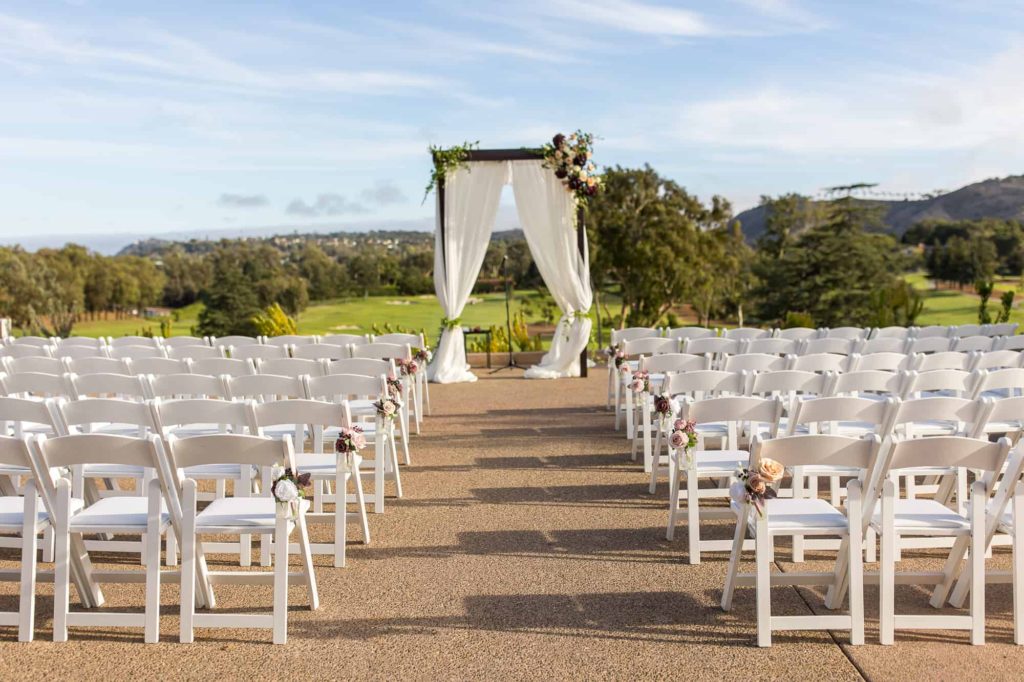 ceremony with chuppah at la cumbre country club