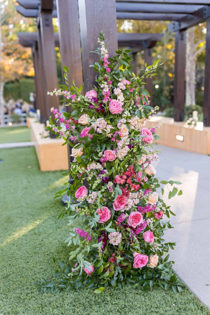 colorful flowers at wedding ceremony los robles greens