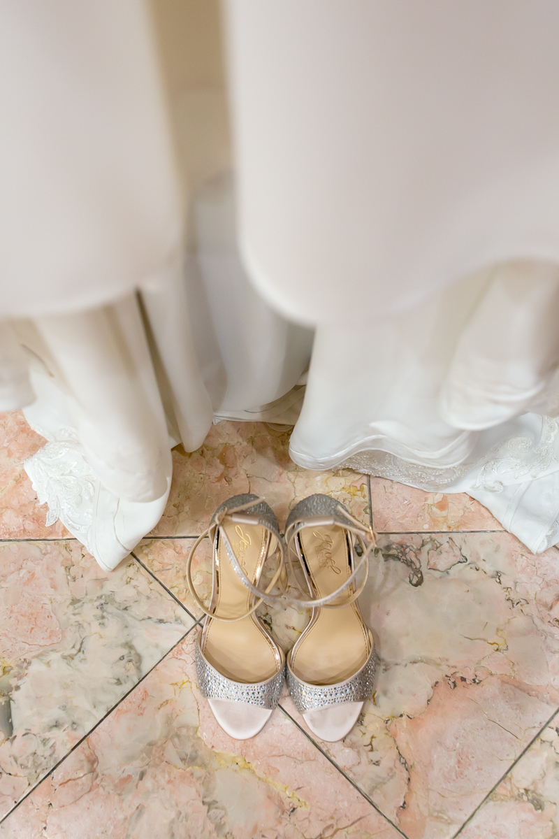 looking down at wedding shoes Spanish hills country club wedding
