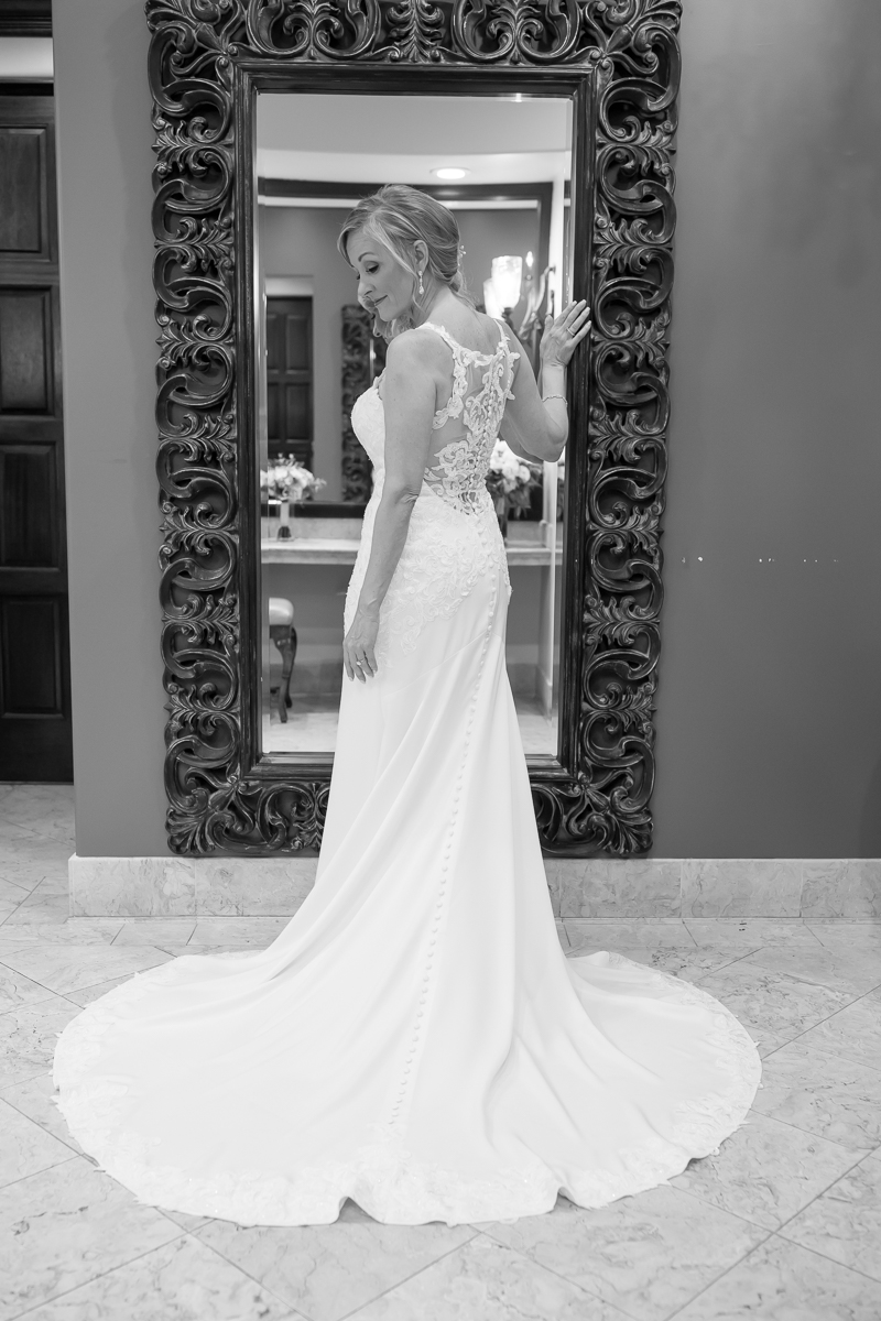 bride wearing gown Spanish hills country club wedding