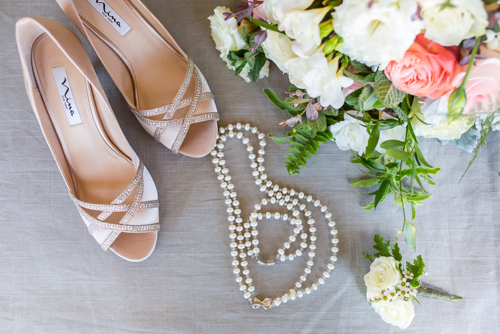 shoes pearls flowers