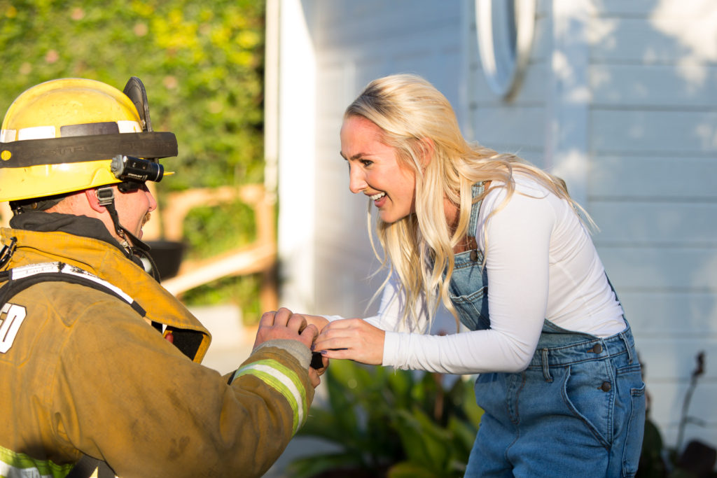 ventura fire fighter surprise proposal photography