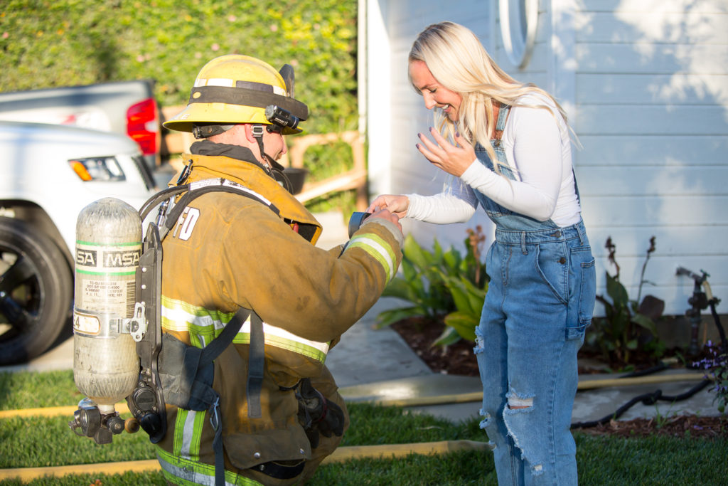 ventura fire fighter surprise proposal photography